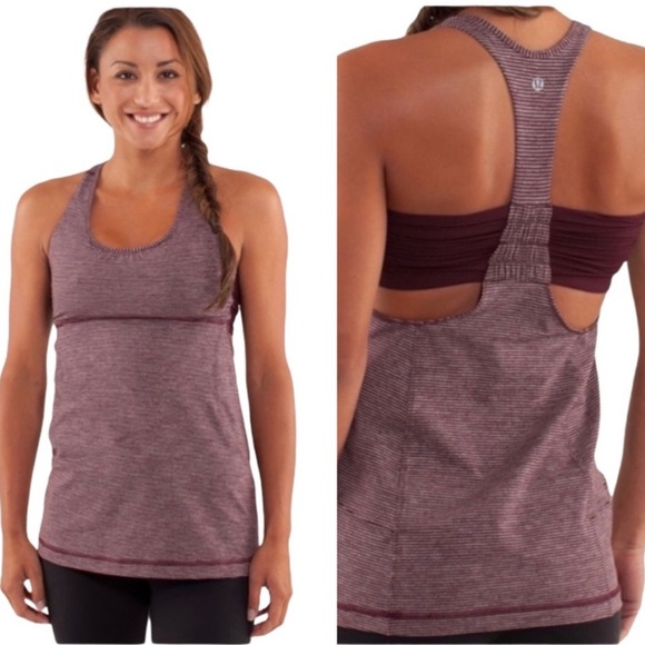 lululemon athletica Tops - Lululemon Turbo Tank Tonka Stripe Bordeaux Drama
